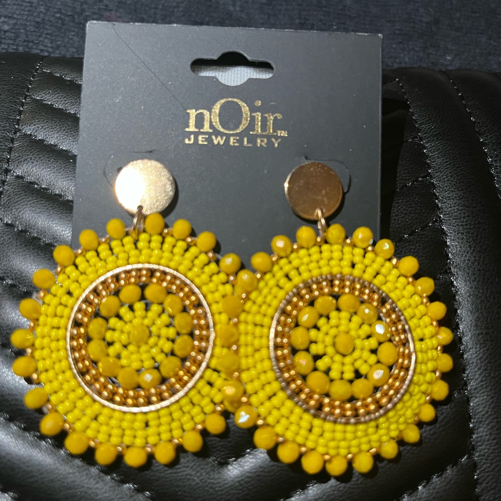 Noir Jewelry Yellow And Gold Beaded Earrings